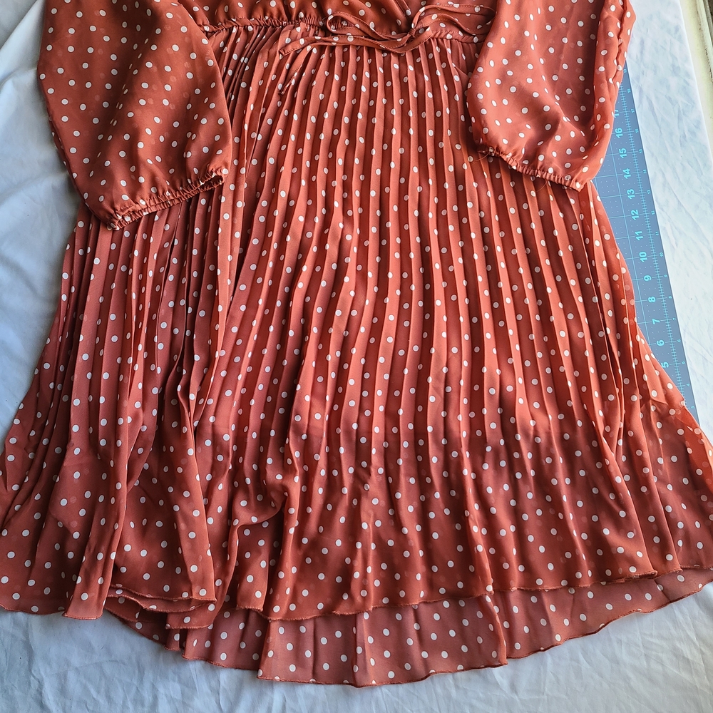 Polka Dot Wrap Dress Indigo Rose 2XL Vintage Feel Old Money Pretty Woman Vibe - Picture 5 of 7